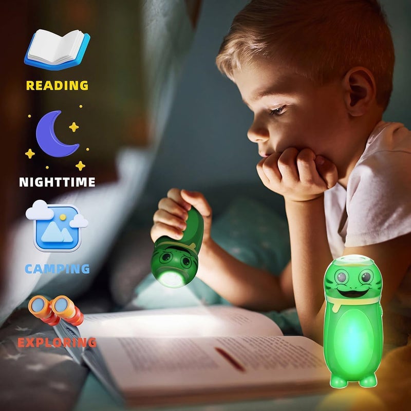 Hilngav 2 Pack Small Mini LED Flashlights for Kids Girls Boys Toddlers Cute Small Animal Flashlight - 2 in 1 Camping Lantern Flashlight - Christmas Gifts Stocking Stuffers Party Favors Halloween - Image 2